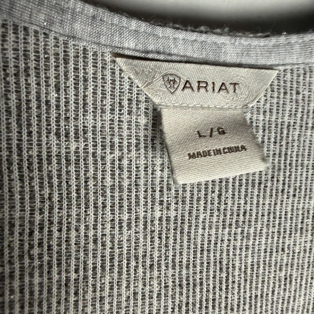 Ariat Open Mid-Length Cardigan Fringe Bottom Gray Metallic Size L Western Boho - Picture 5 of 9